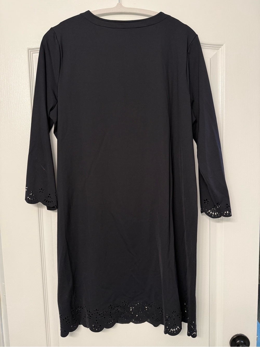 Lands’ End Black Eyelet Tunic Cover-Up Dress Size L 14–16 - Picture 2 of 5
